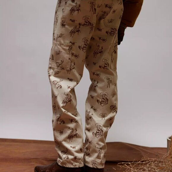 URBAN OUTFITTERS BDG Cowboy Print NWOT Straight Fit Utility Jeans Size 36 UNISEX - Picture 2 of 10